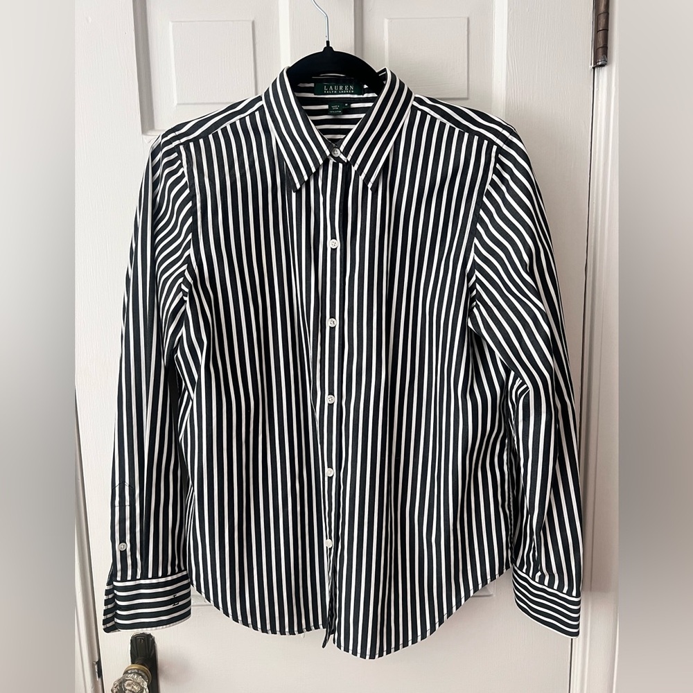 Black and white striped blouse Ralph Lauren size Medium